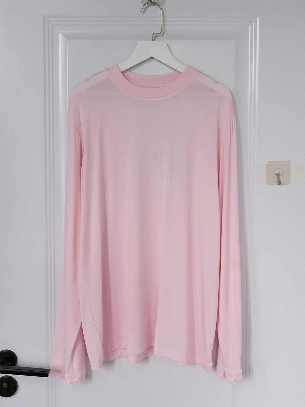 We189 Cotton Long Sleeve T-shirt Solid Color Pink White Gray Purple Soft Tee Tops Women