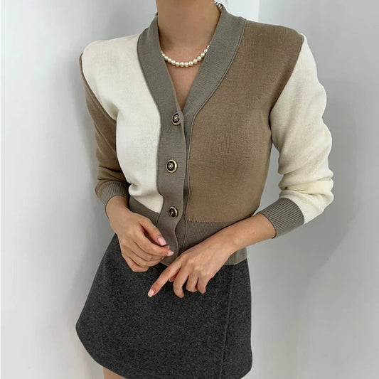 Elegant V-neck Long Sleeve Cardigan