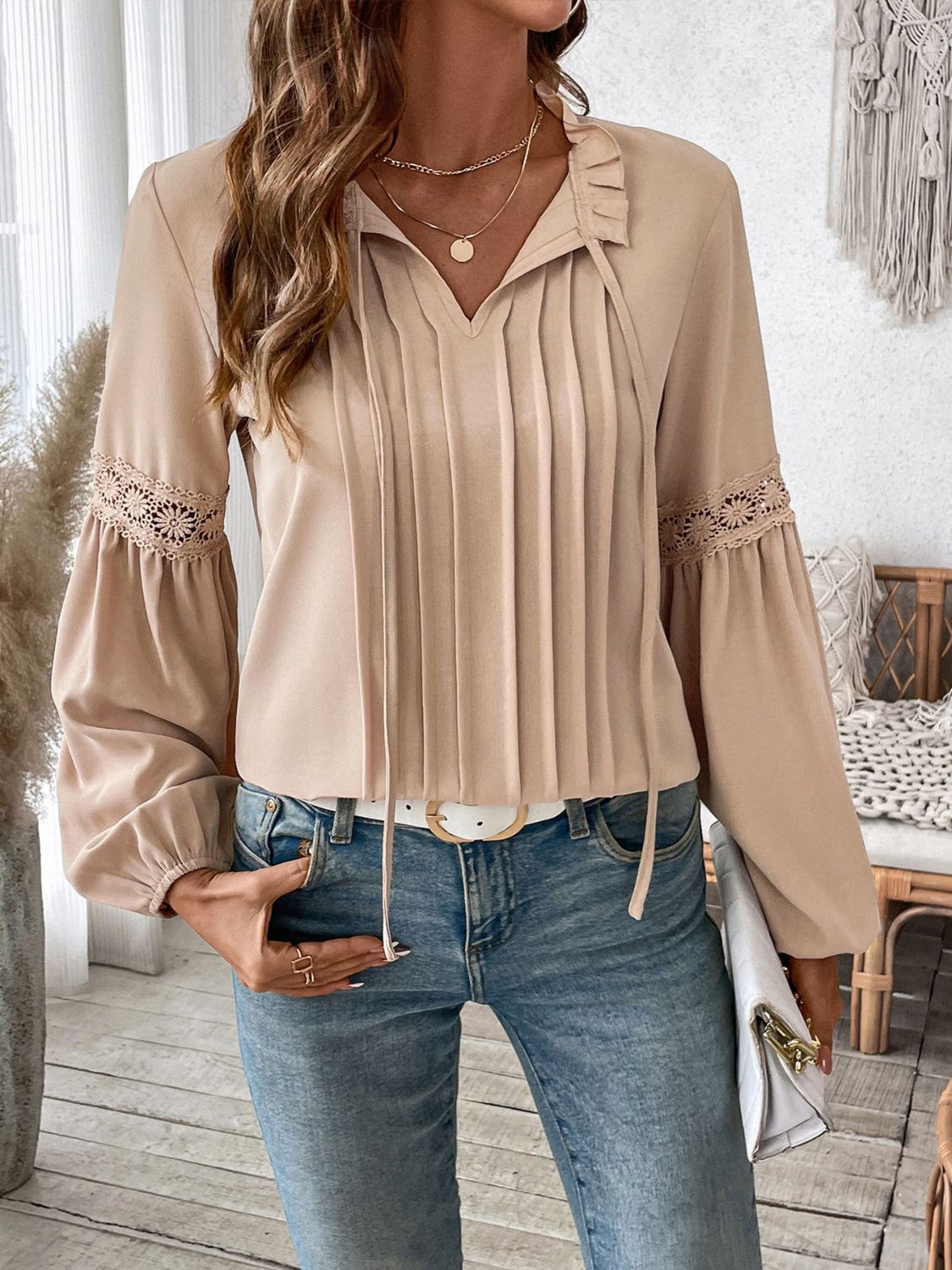 we36 Tie Neck Long Sleeve Blouse