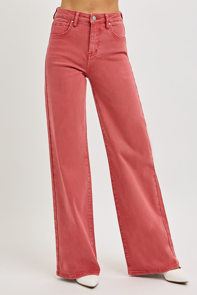 we204 Brick High Rise Tummy Control Wide Leg Jeans