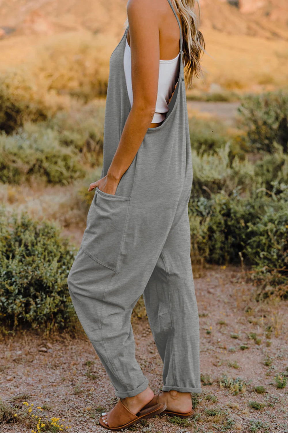 we44 V-Neck Sleeveless Jumpsuit with Pockets