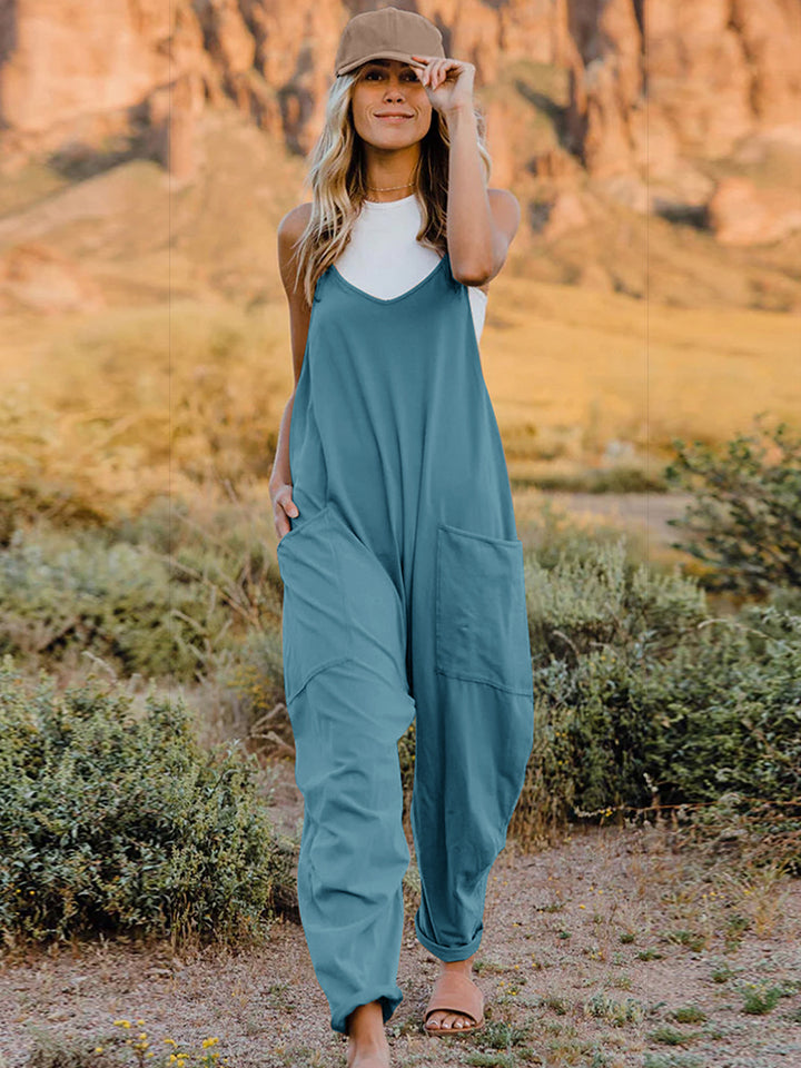 we44 V-Neck Sleeveless Jumpsuit with Pockets