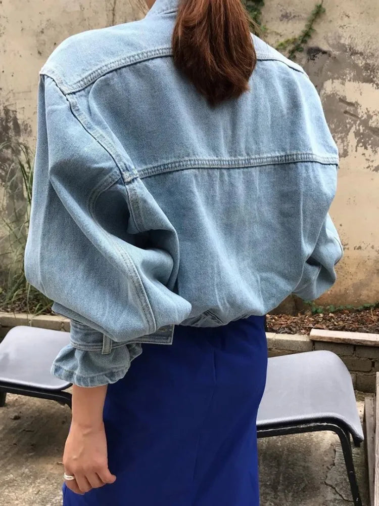 Vintage Large Pockets Casual Denim Jacket