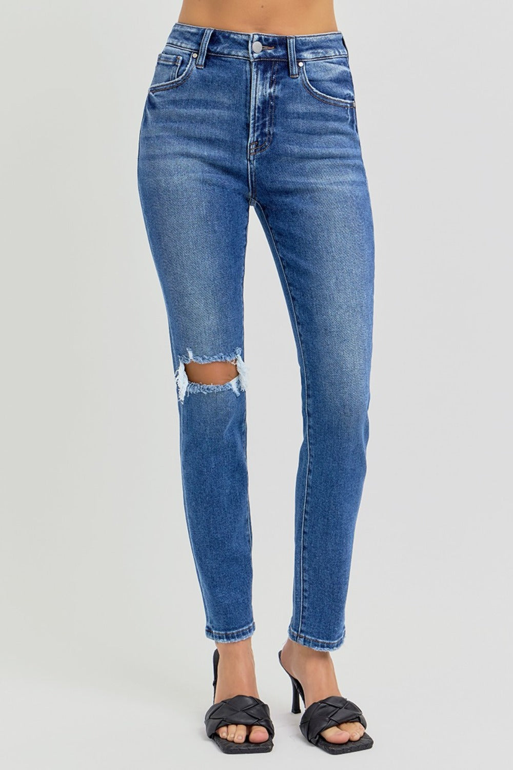 we101 Highrise Skinny Distressed Denim