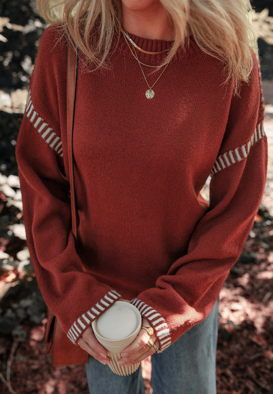 we40 Striped Detail Dropped Shoulder Sweater