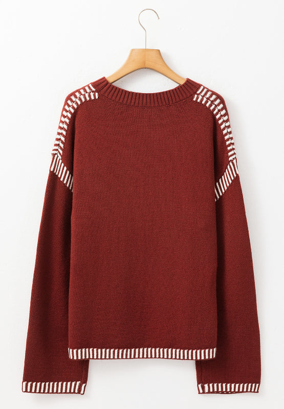 we40 Striped Detail Dropped Shoulder Sweater