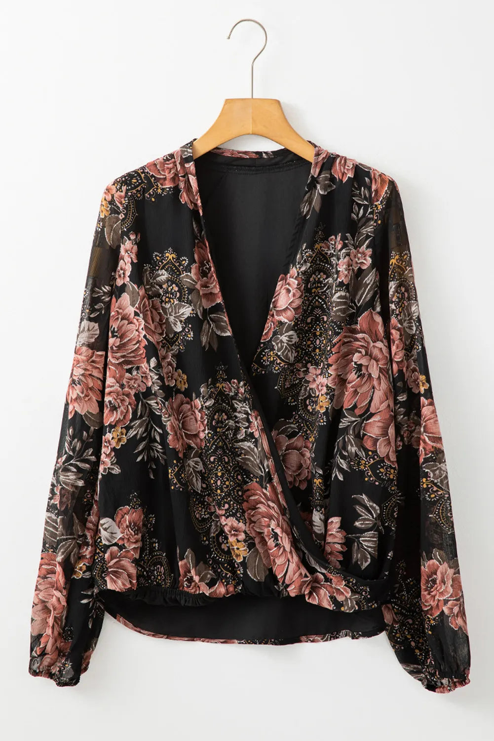 Black Multi Print Long Sleeve Blouse