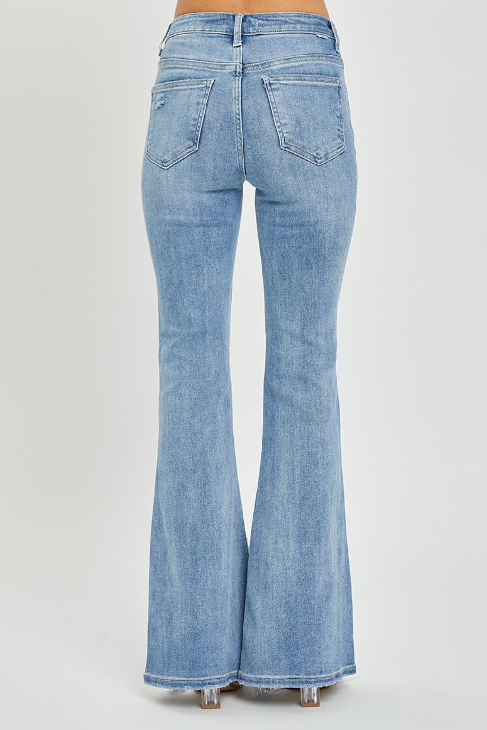 we92 High Rise Frayed Hem Flare Jeans