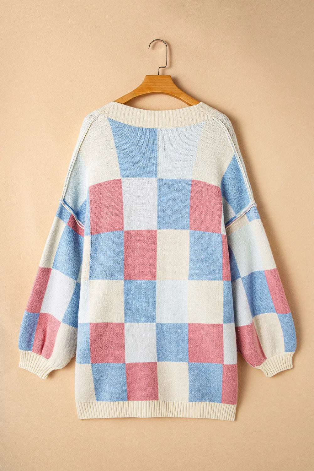 we160 Color Block Long Sleeve Cardigan