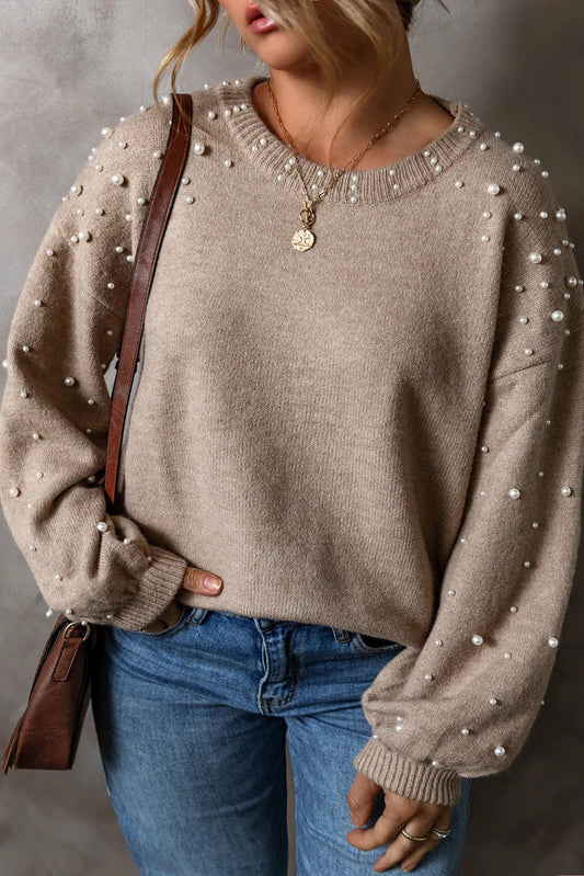 Pearl Detail Long Sleeve Sweater