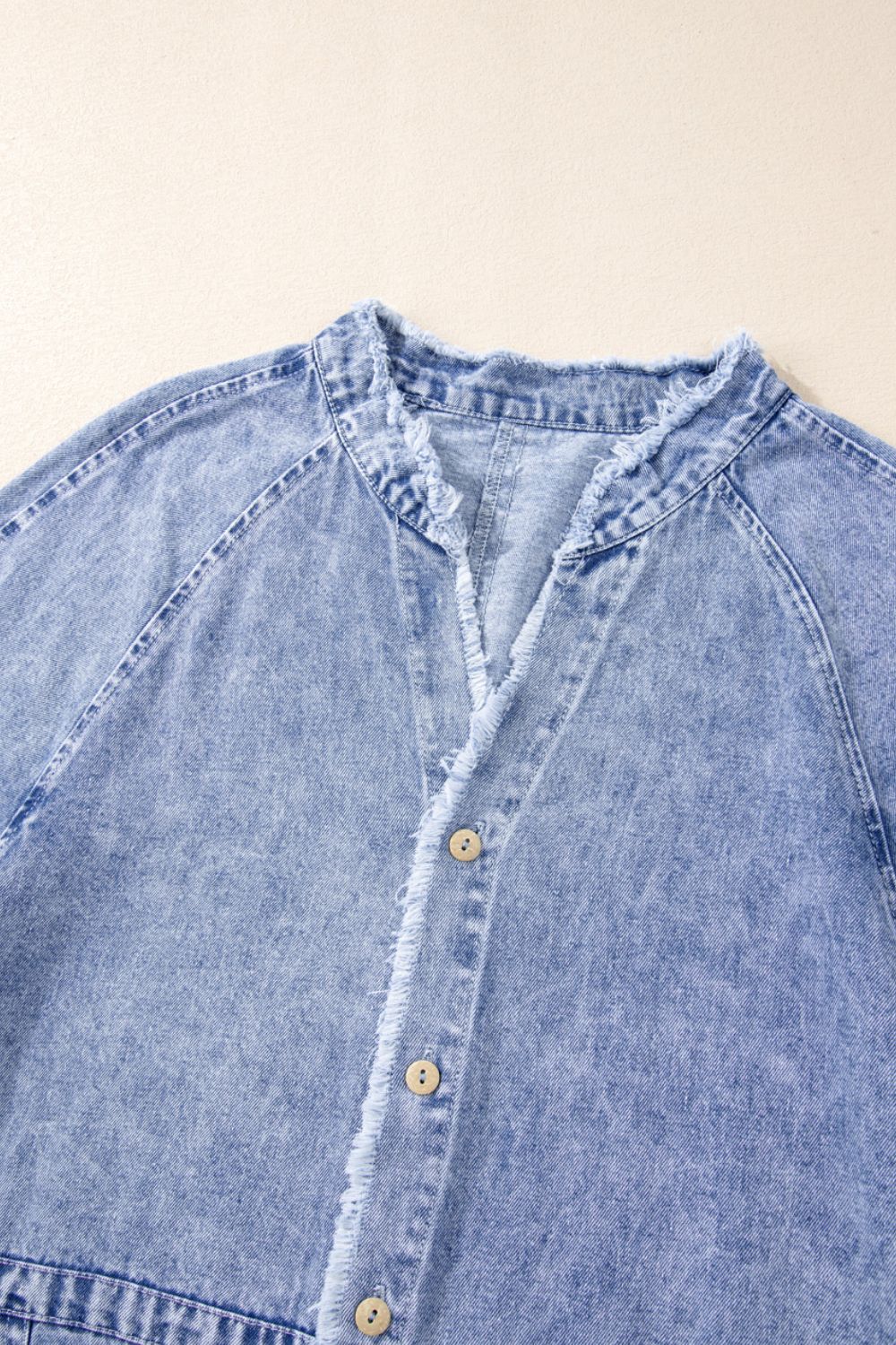 Distressed Hem Button Down Denim Dress