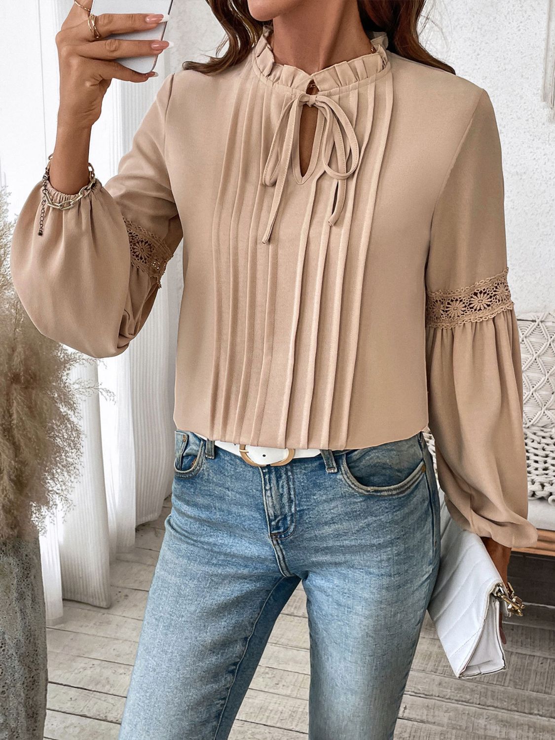 we36 Tie Neck Long Sleeve Blouse