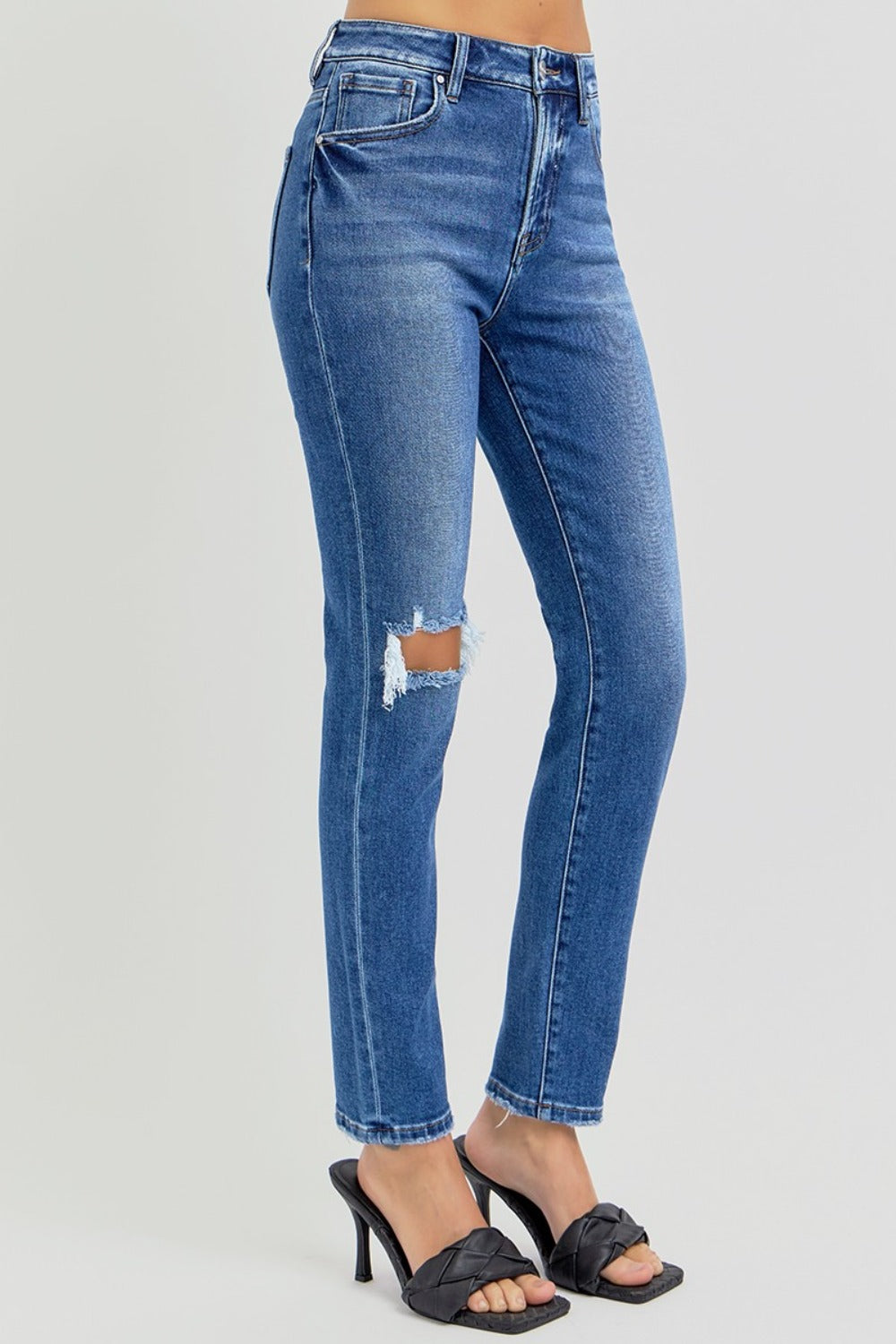 we101 Highrise Skinny Distressed Denim