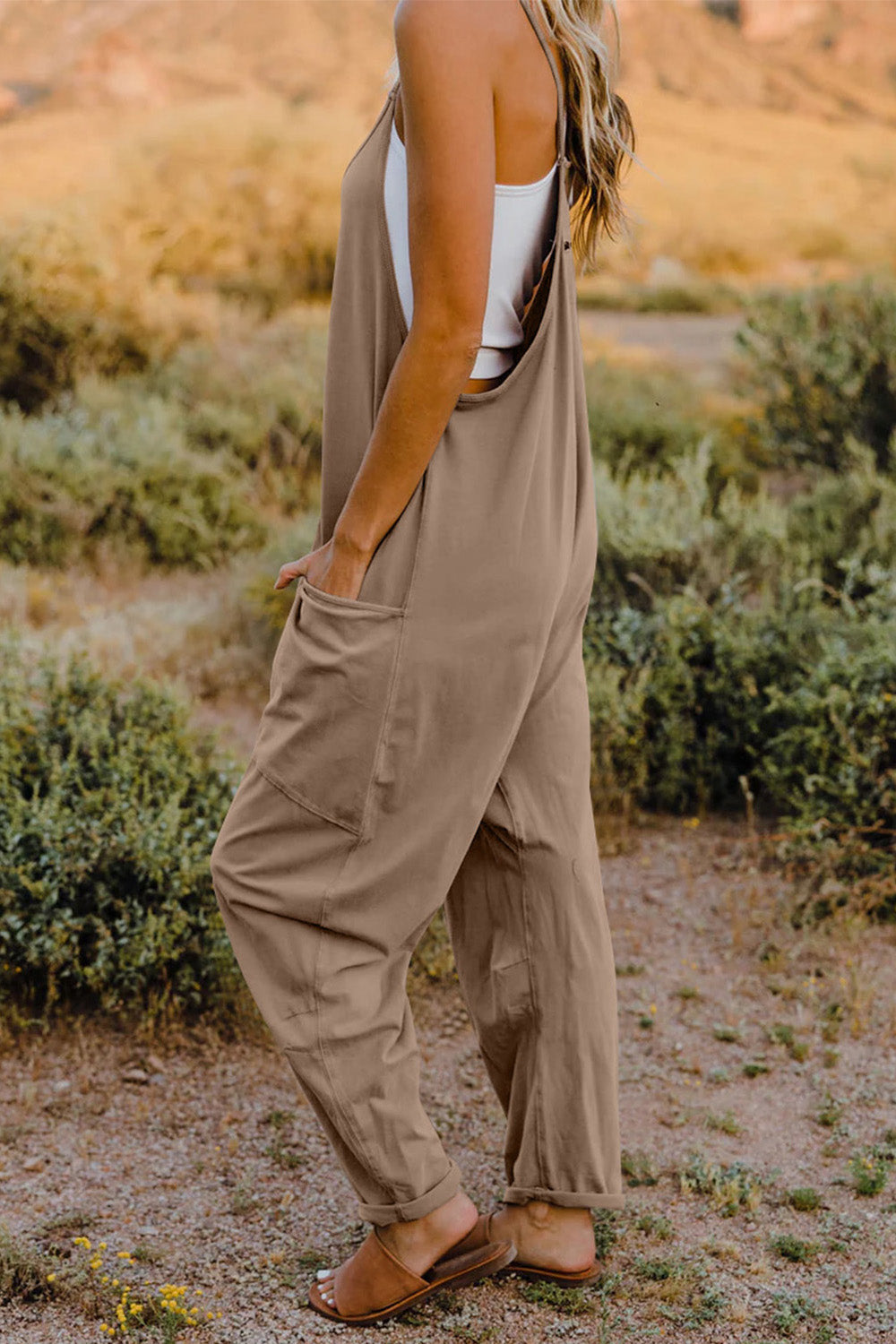 we44 V-Neck Sleeveless Jumpsuit with Pockets