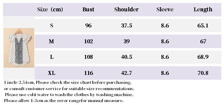 2025 Spring And Summer New Ethnic Style Printed V-neck T-shirt For Women CGK207