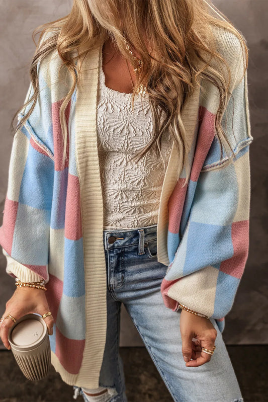 we160 Color Block Long Sleeve Cardigan