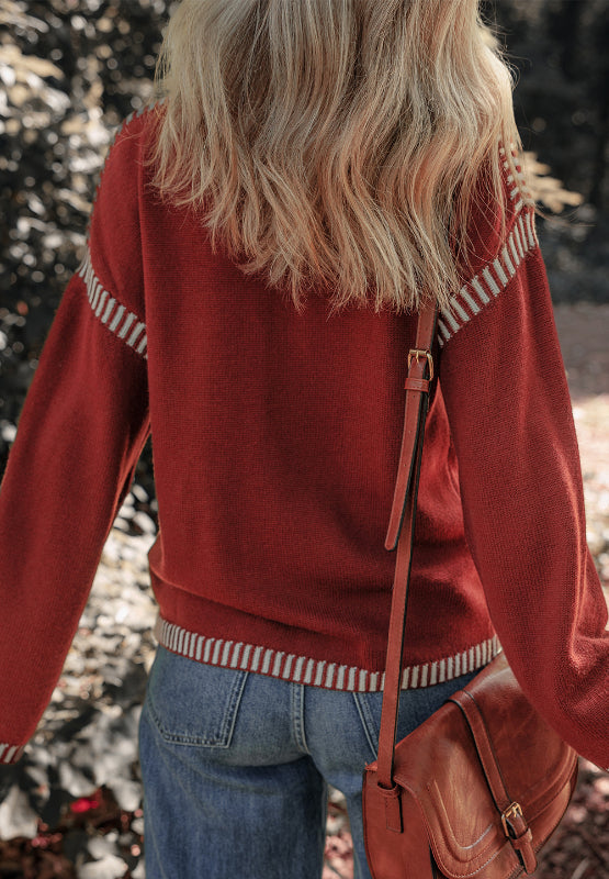 we40 Striped Detail Dropped Shoulder Sweater