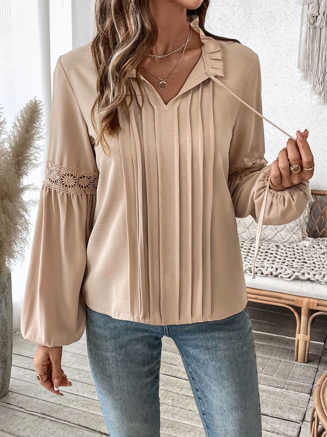 we36 Tie Neck Long Sleeve Blouse