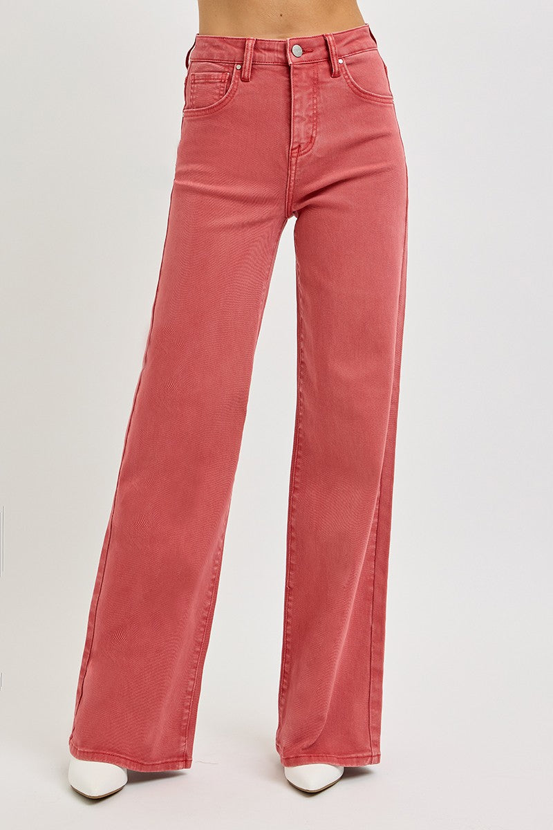 we204 Brick High Rise Tummy Control Wide Leg Jeans