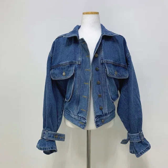 Vintage Large Pockets Casual Denim Jacket