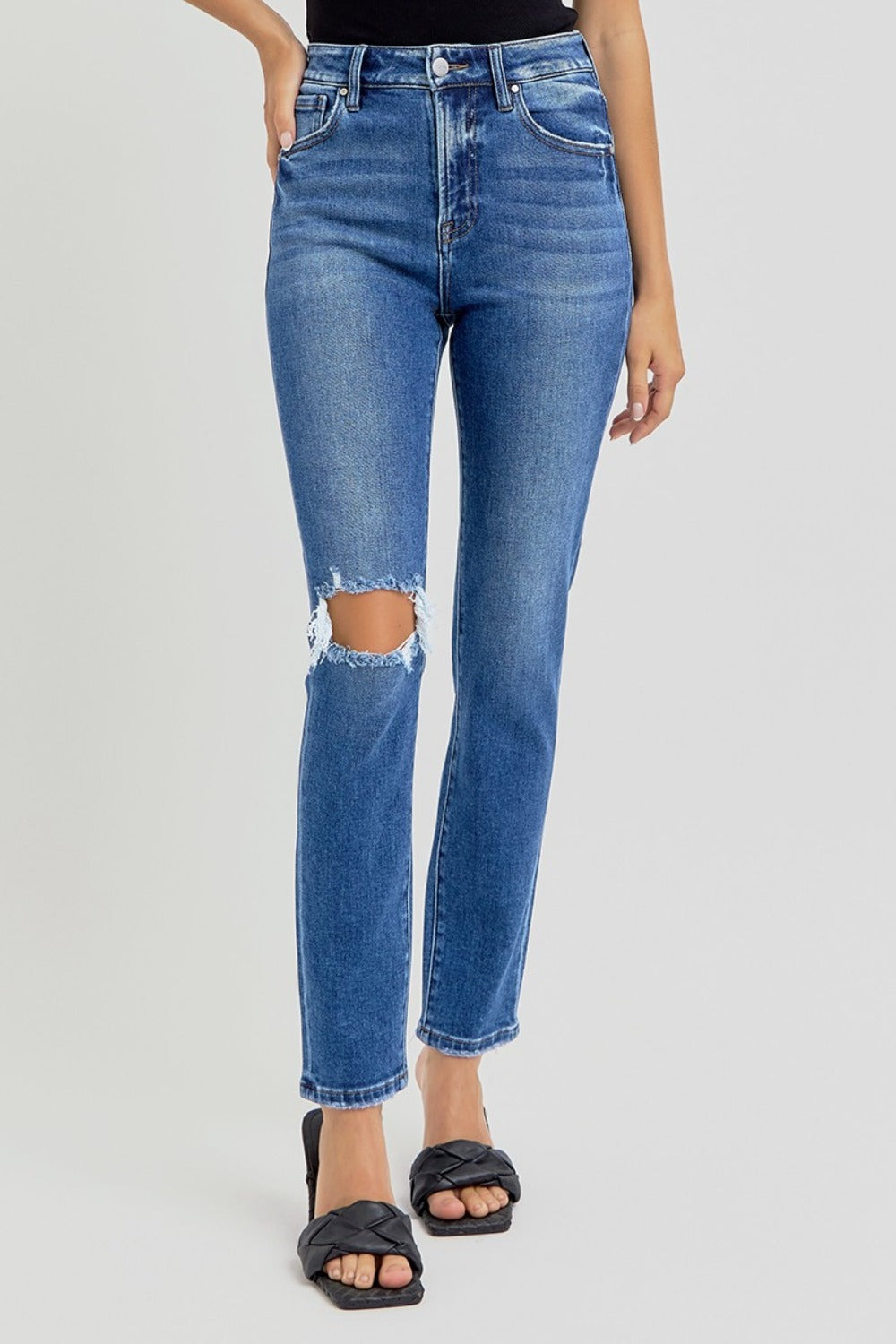 we101 Highrise Skinny Distressed Denim