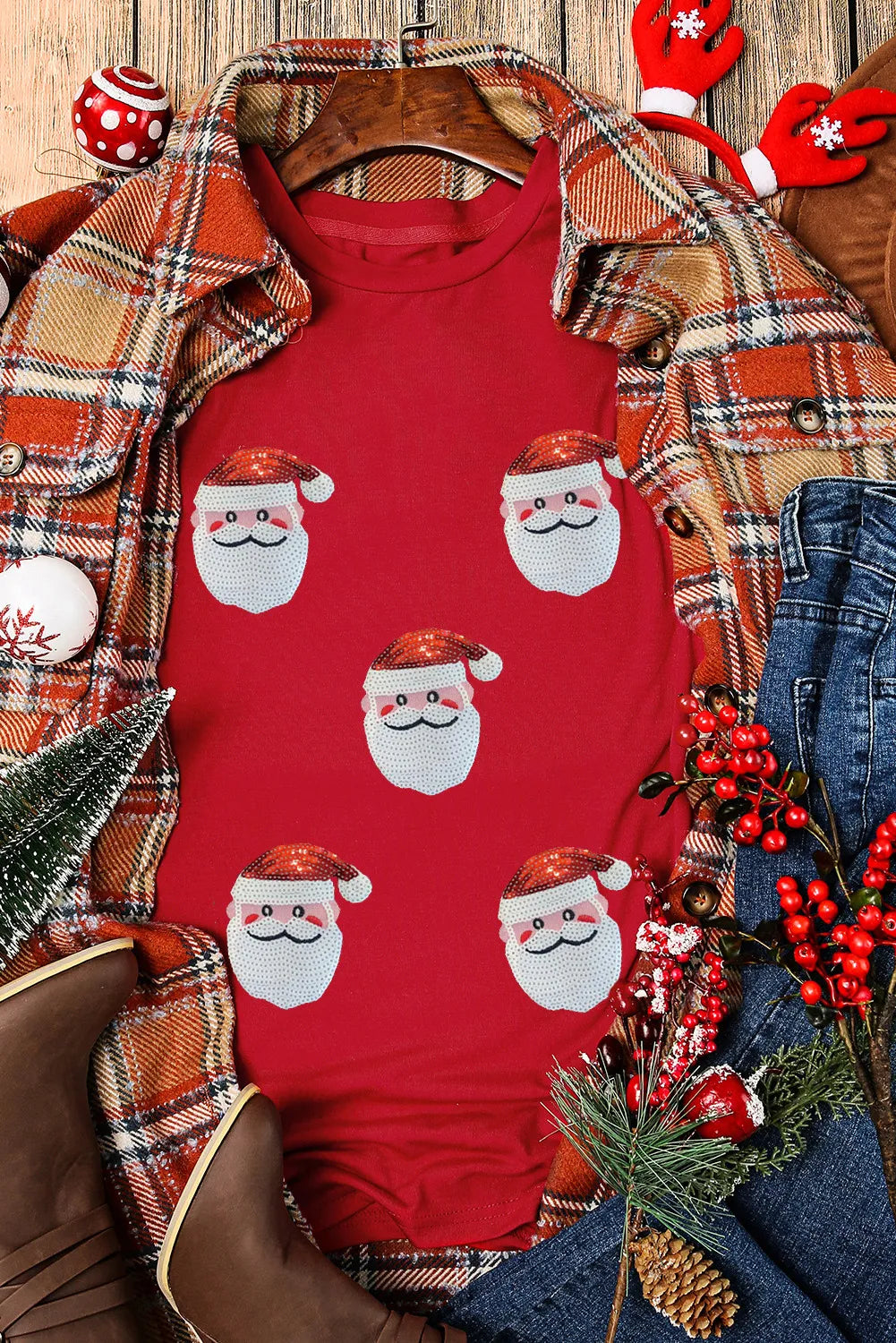 Sequin Santa Short Sleeve T-Shirt