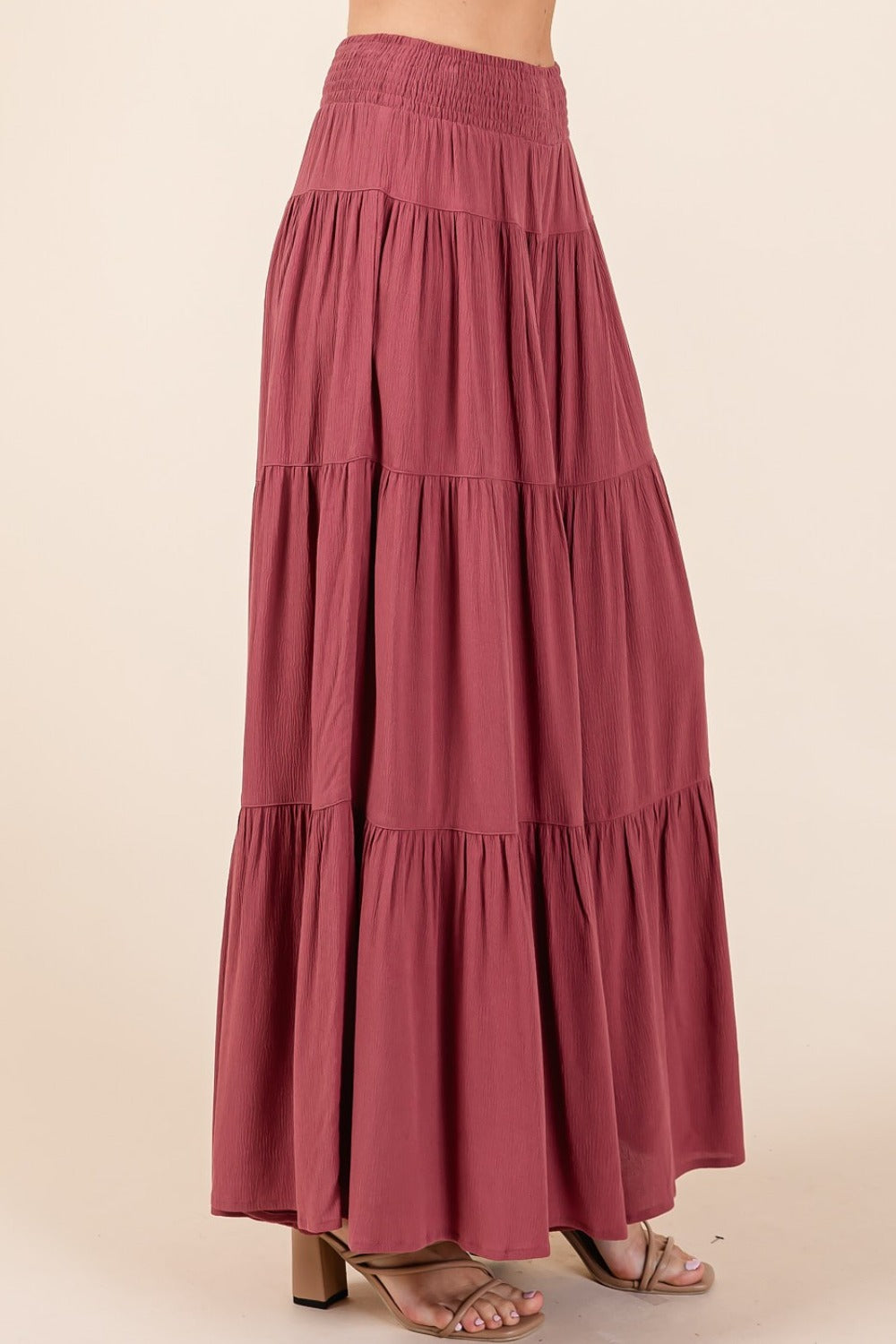 Rose Smocked Elastic Waist Wide Leg Pants