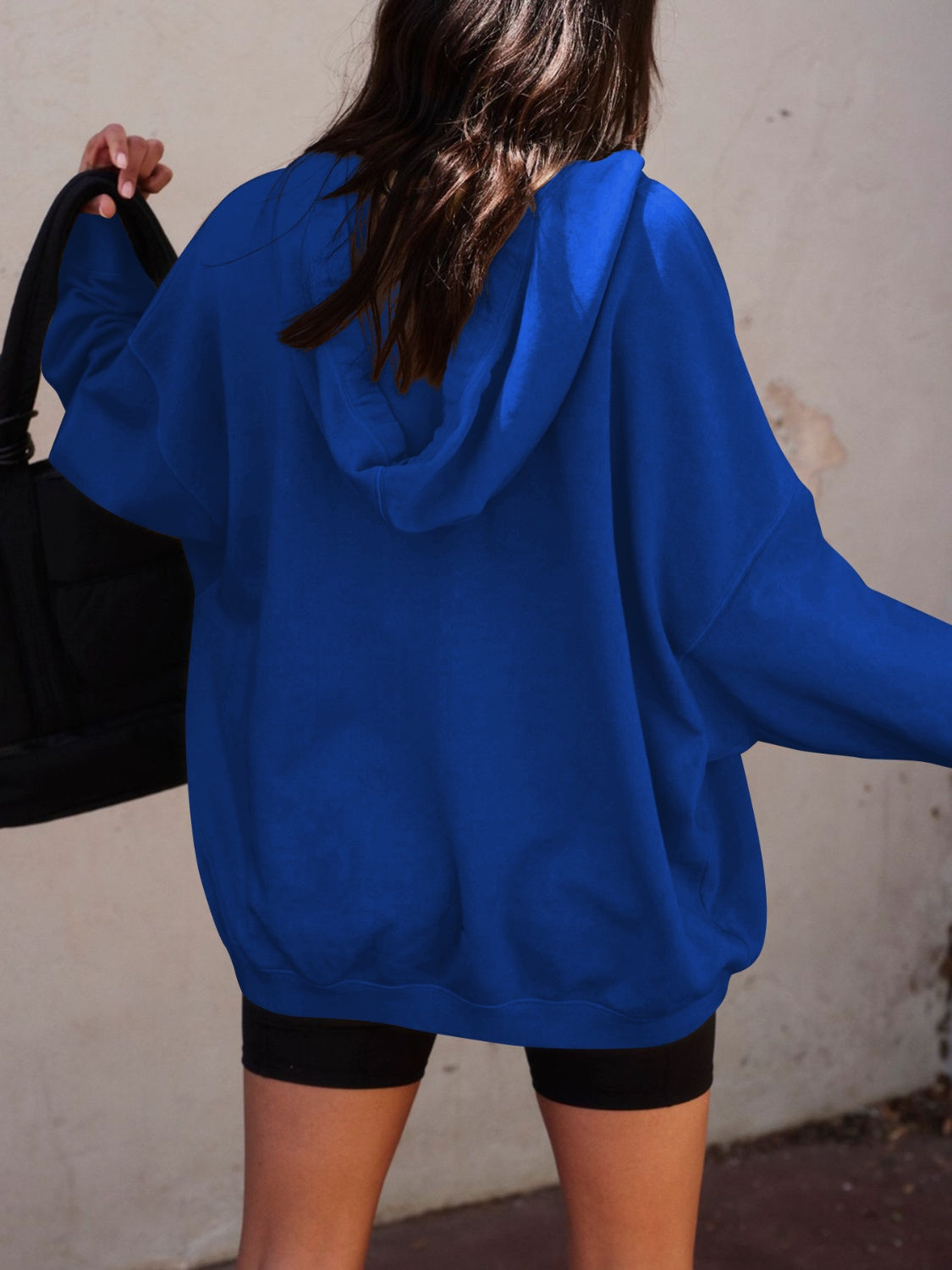 we87 Oversized V Neck Basic Hoodie