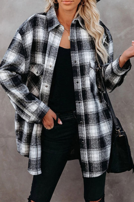 we62 Long Sleeve Plaid Oversized Shirt