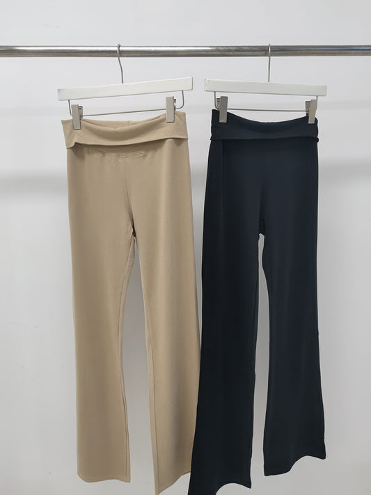 We107 High Waisted Casual Pants Slim and Soft Cotton Flared Pants Yoga Pants Home Pants