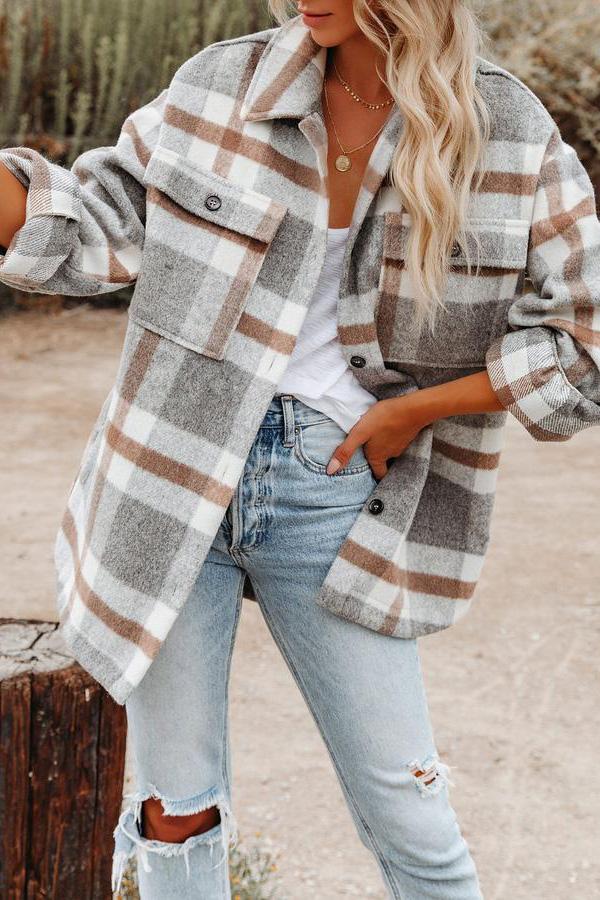 Brinkley Plaid Pocketed Jacket