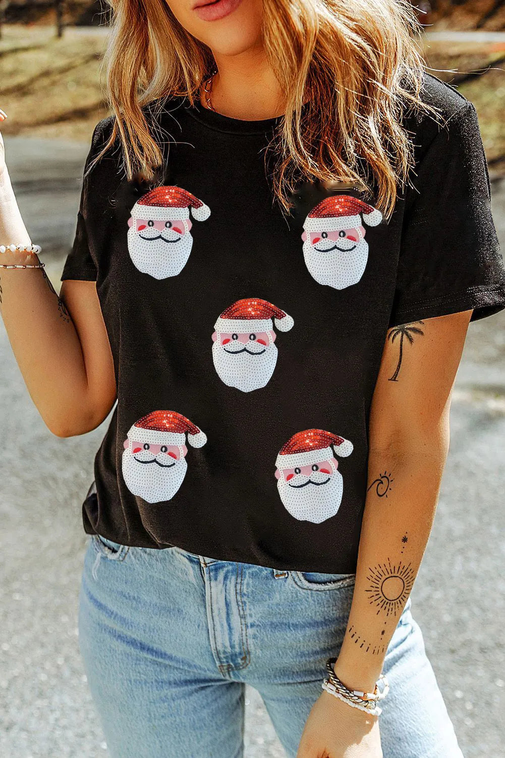 Sequin Santa Short Sleeve T-Shirt