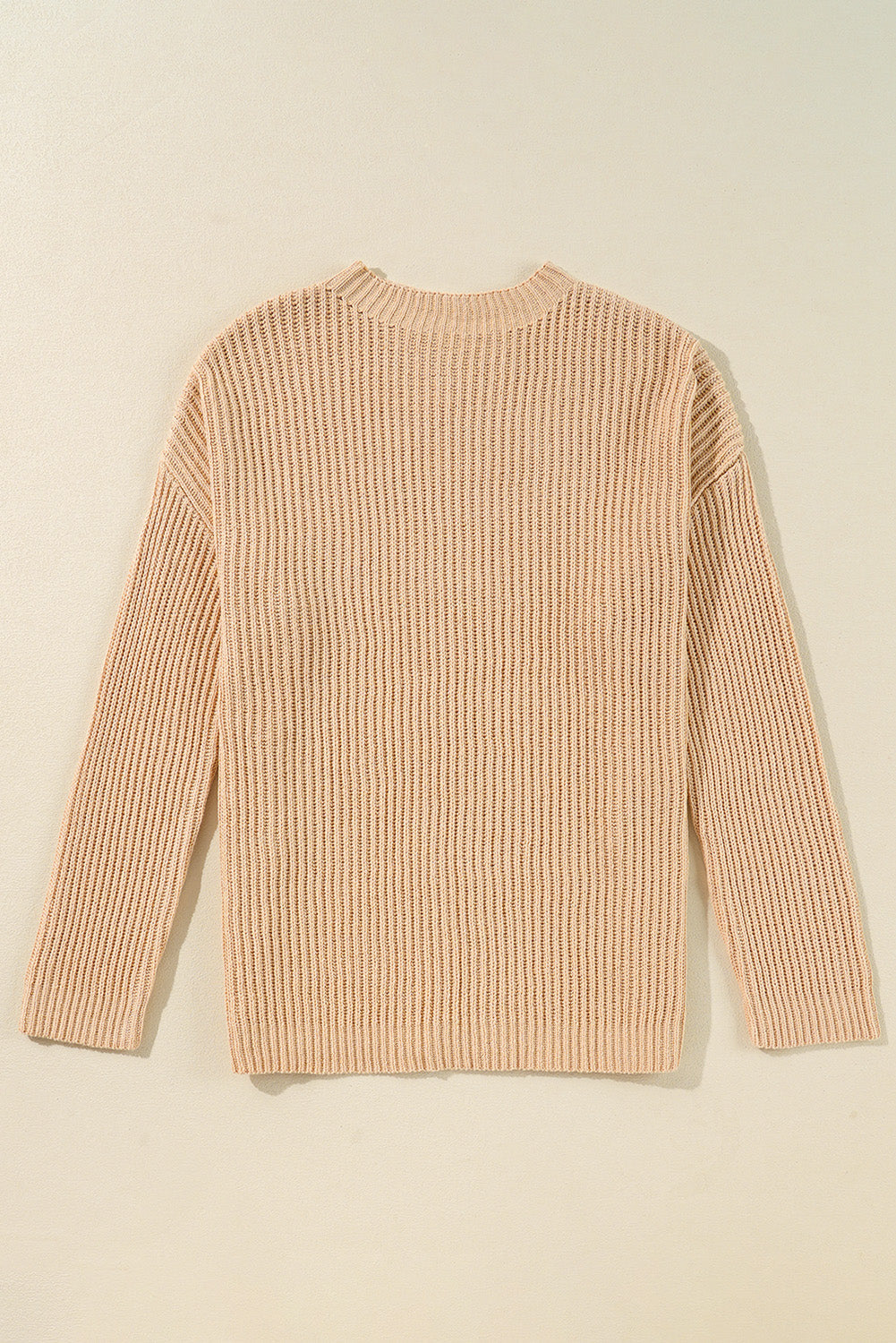 Tan Side Slit Sweater