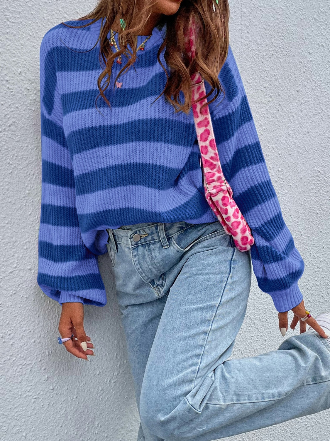 we35 Two-Tone Striped Sweater