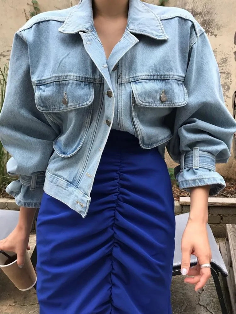 Vintage Large Pockets Casual Denim Jacket