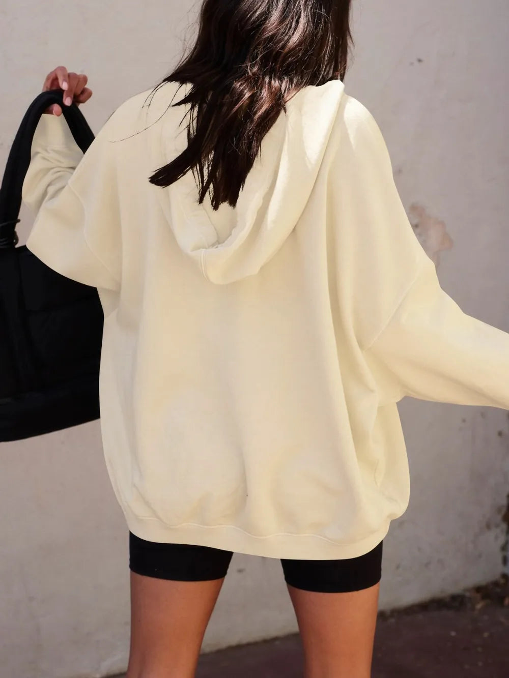 we87 Oversized V Neck Basic Hoodie