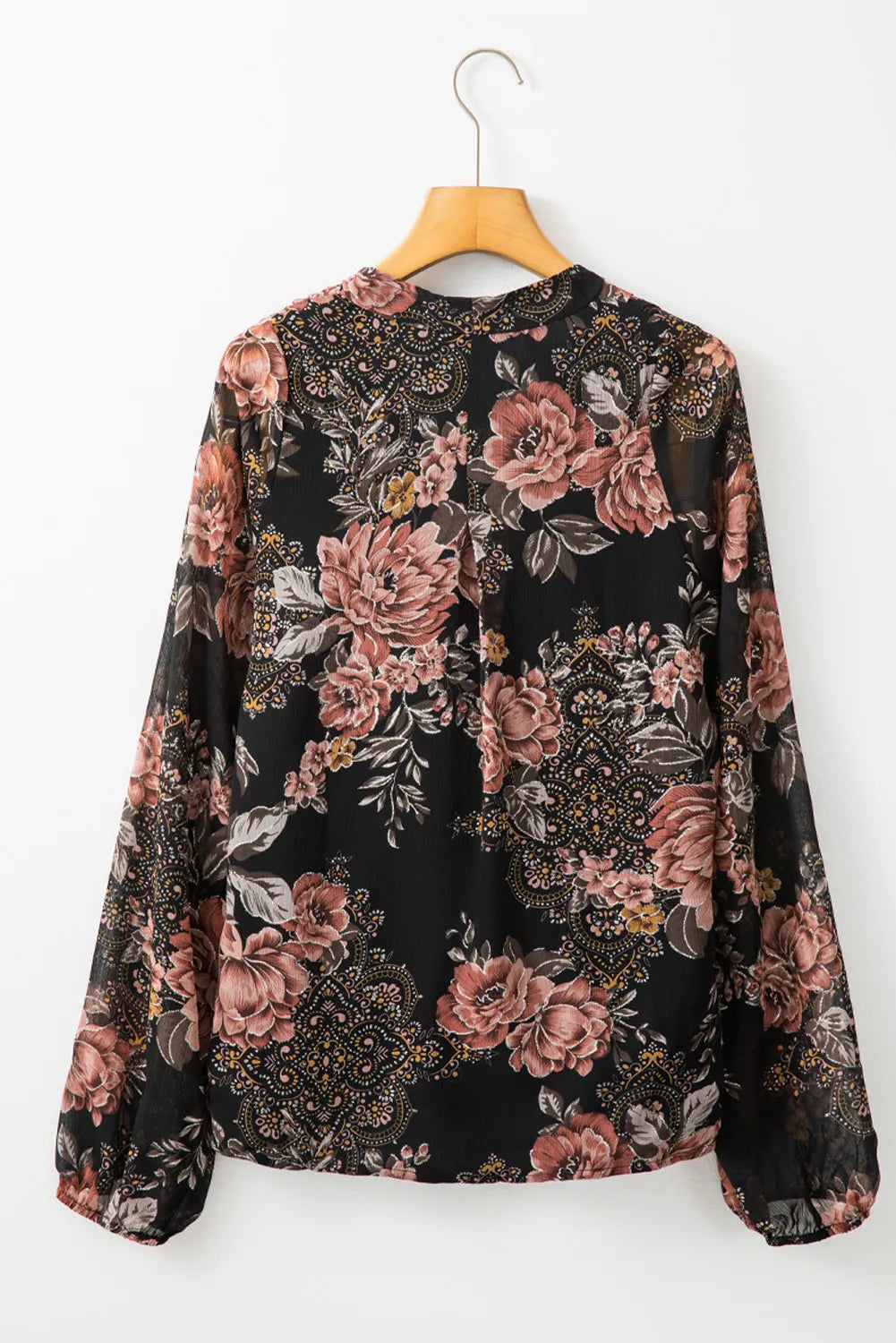 Black Multi Print Long Sleeve Blouse