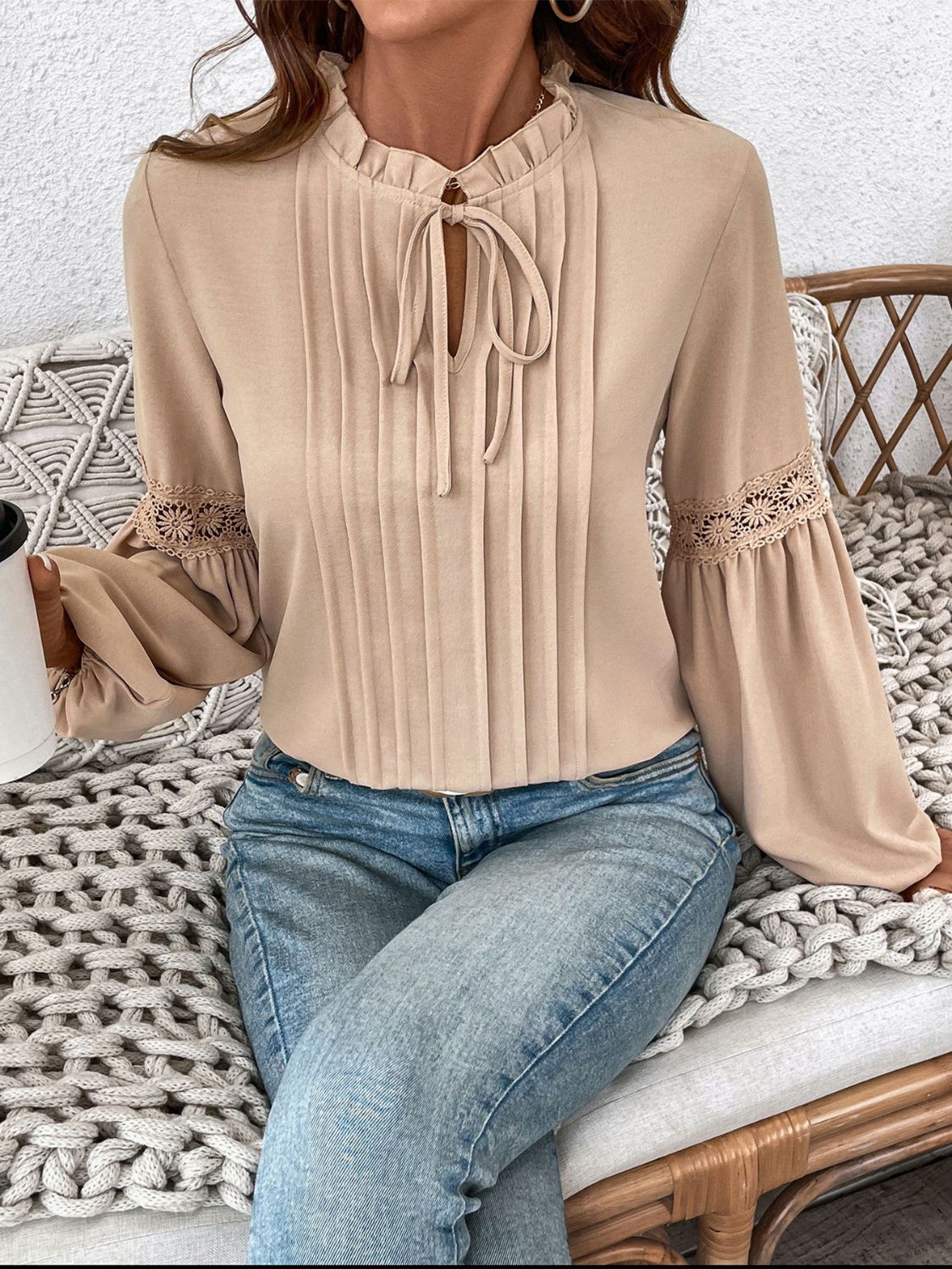 we36 Tie Neck Long Sleeve Blouse