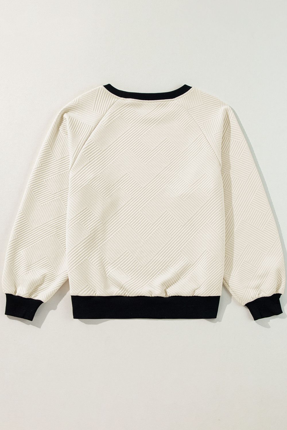 Texture Contrast Long Sleeve Top