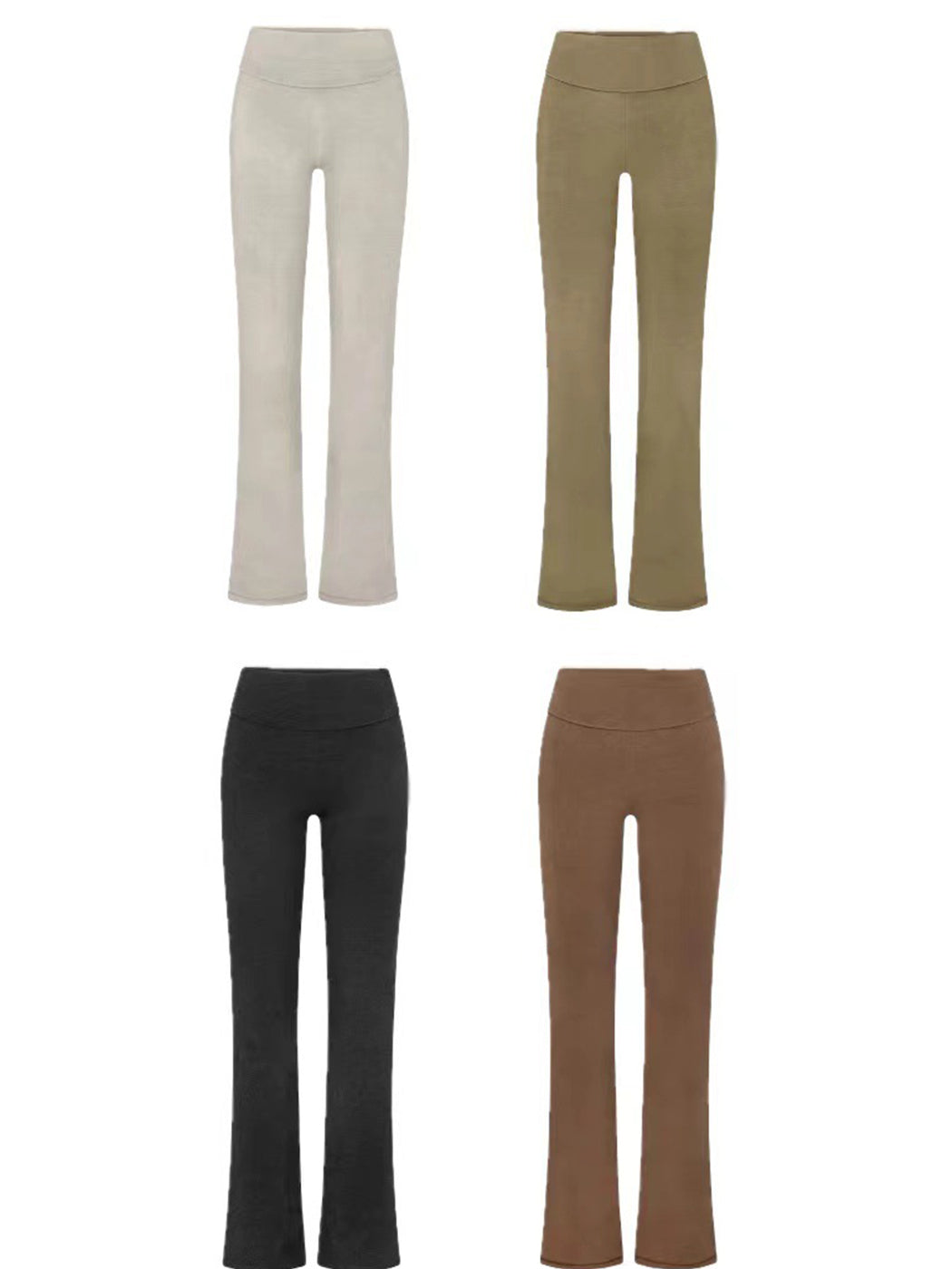 We107 High Waisted Casual Pants Slim and Soft Cotton Flared Pants Yoga Pants Home Pants