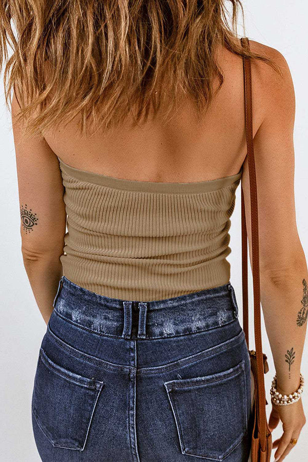 Sexy Tube Knit Ribbed Slim Backless Tank Top