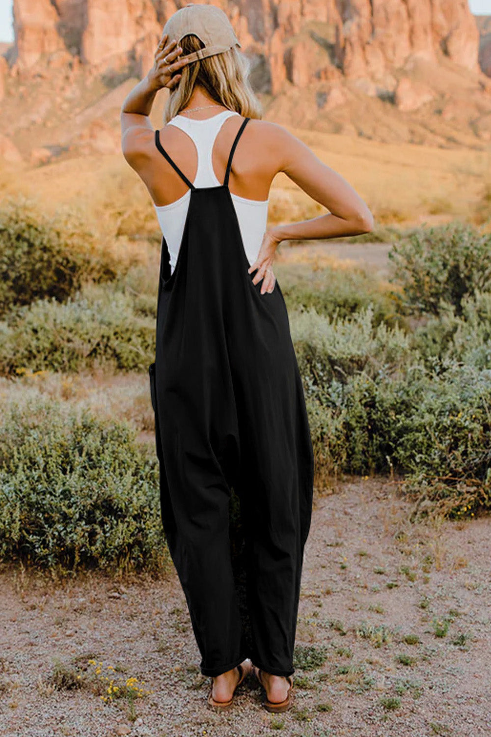 we44 V-Neck Sleeveless Jumpsuit with Pockets