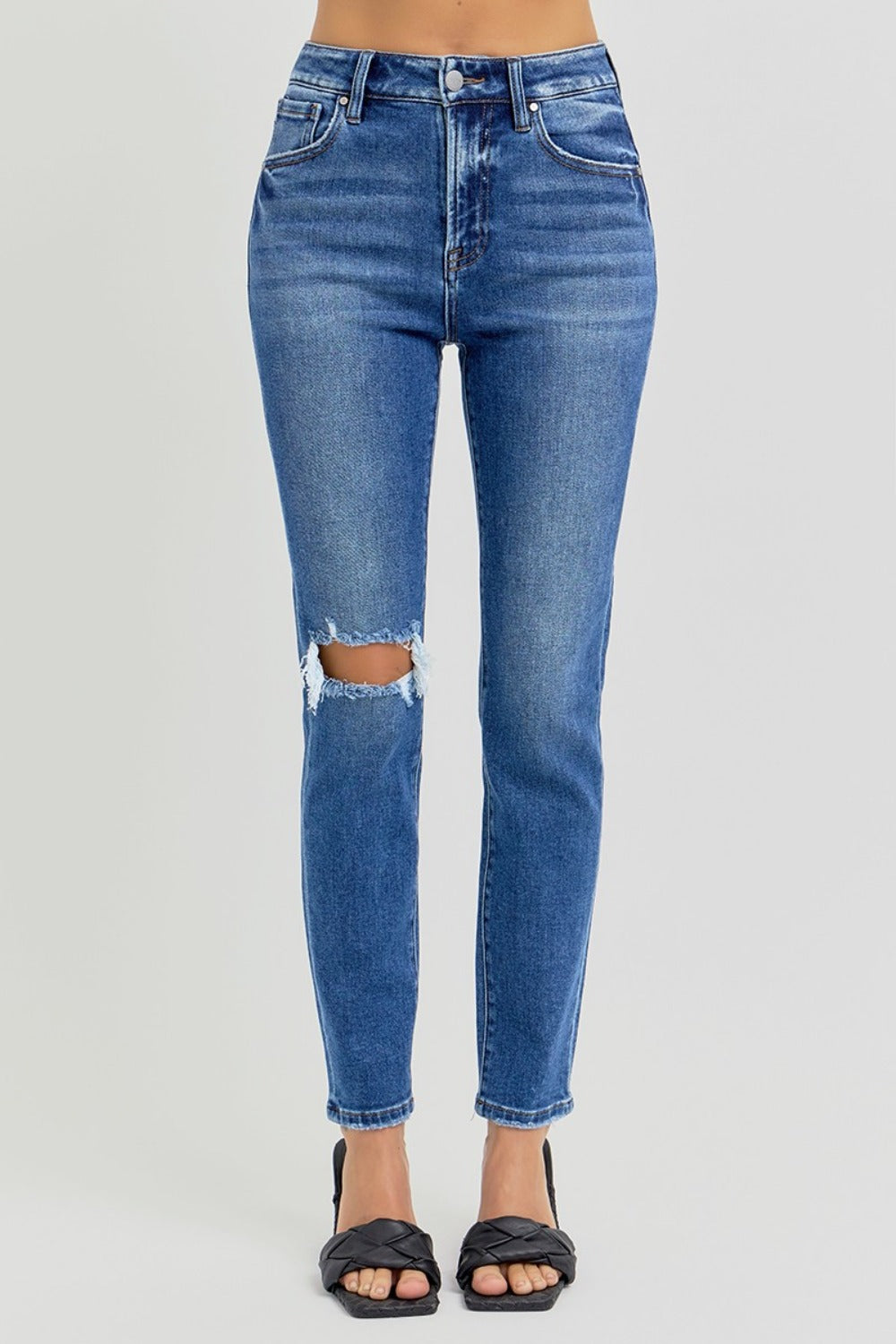 we101 Highrise Skinny Distressed Denim