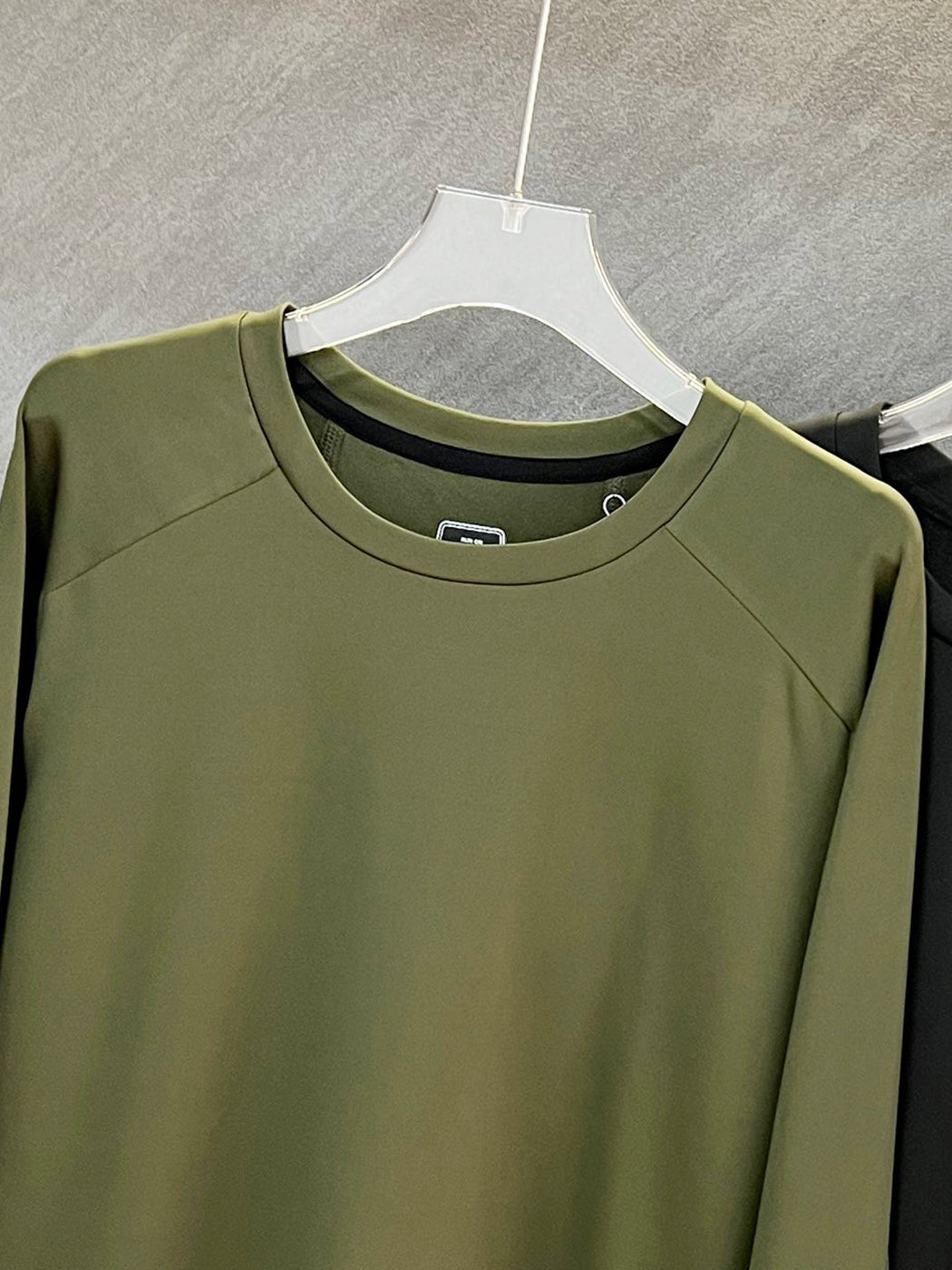 We-3-15 Thin Fleece Long Sleeve T-hshirt Men Fashion Solid Color Sports Tee Top