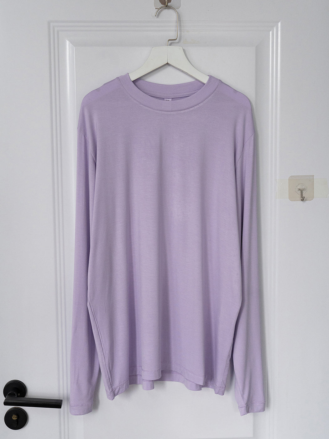 We189 Cotton Long Sleeve T-shirt Solid Color Pink White Gray Purple Soft Tee Tops Women