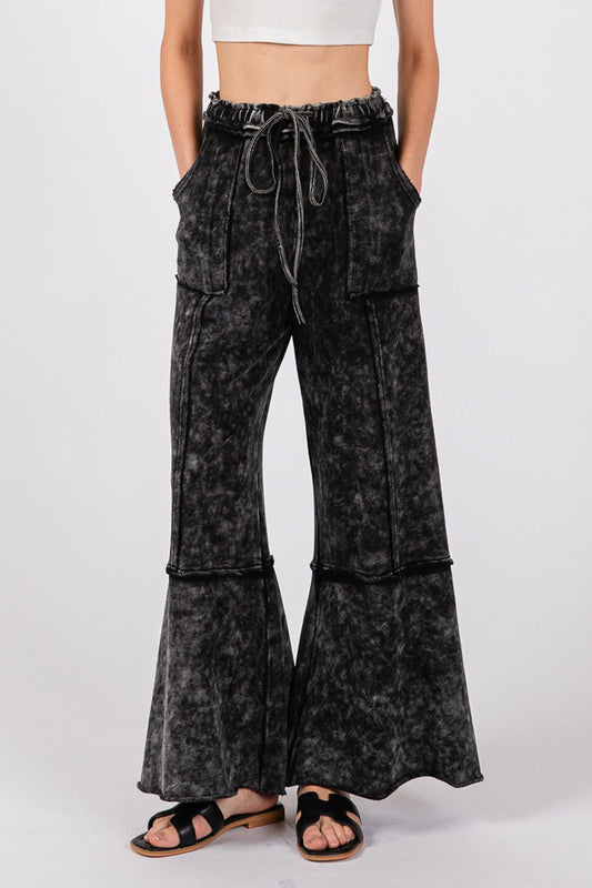 we78 Ash Mineral Wash Terry Wide Leg Pants