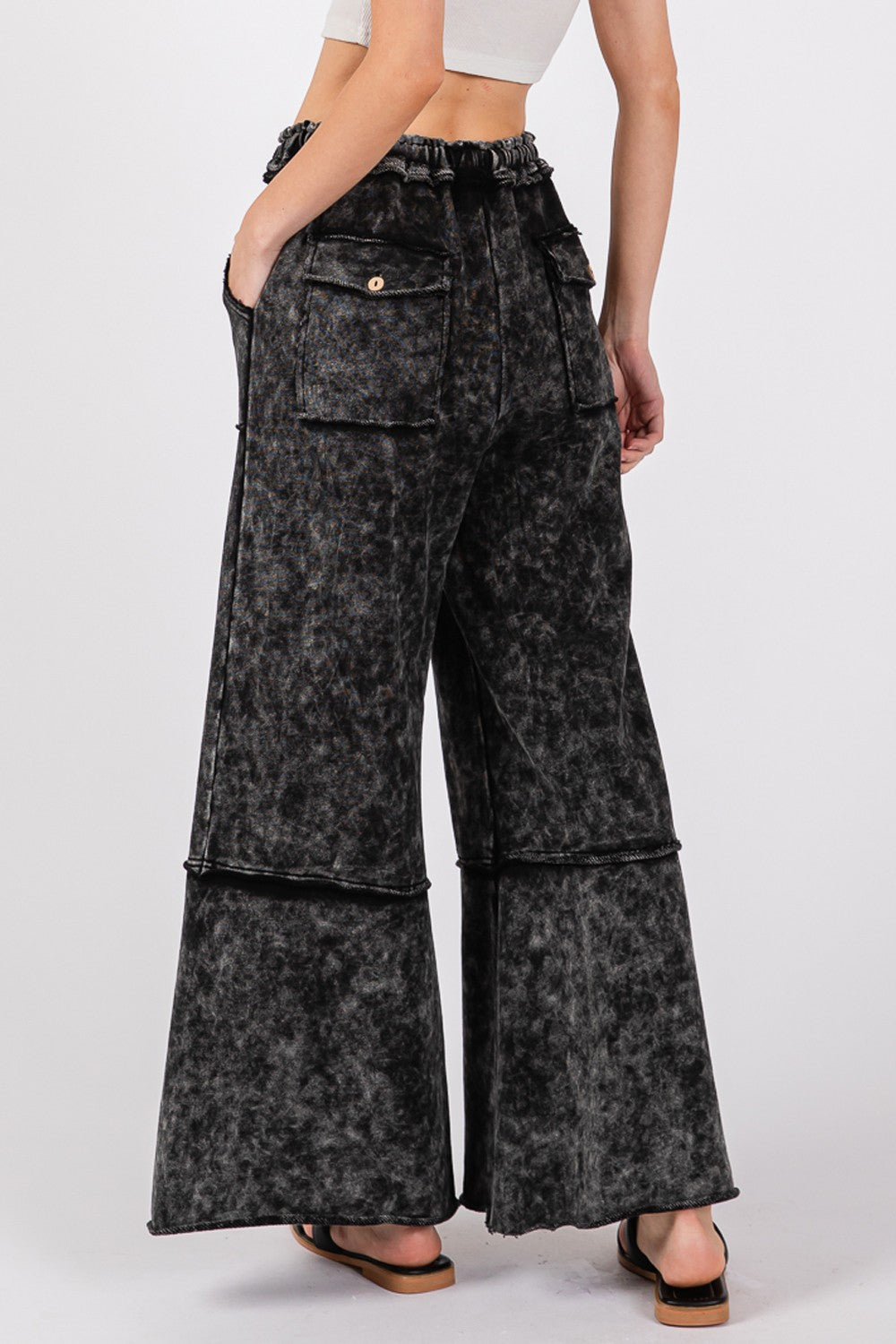 we78 Ash Mineral Wash Terry Wide Leg Pants