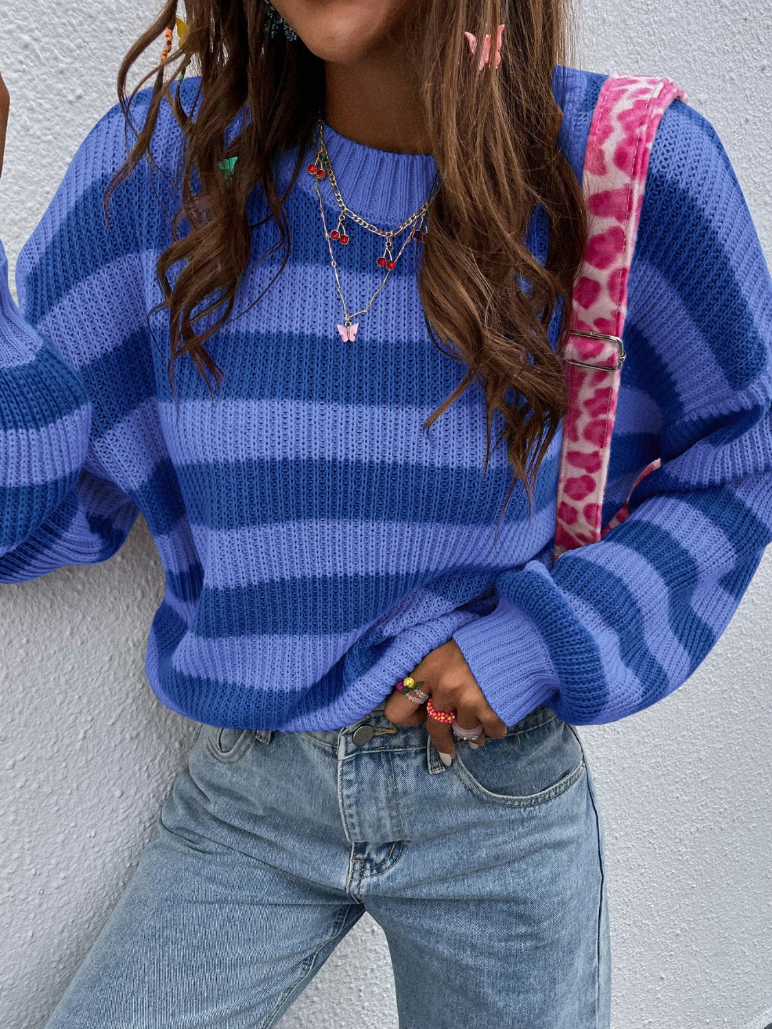 we35 Two-Tone Striped Sweater