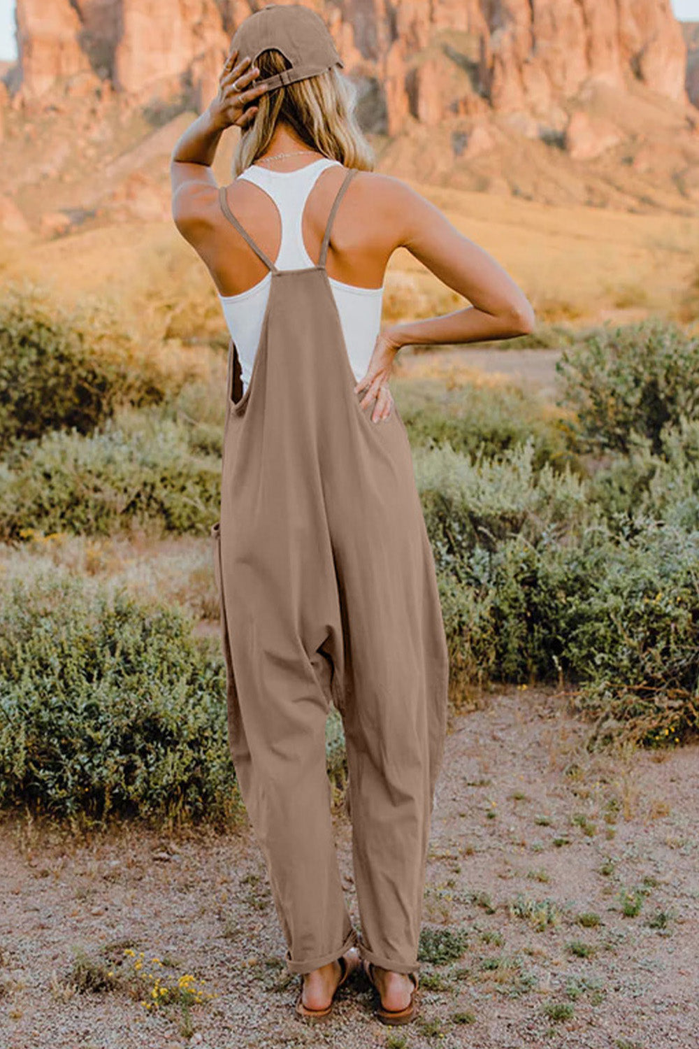 we44 V-Neck Sleeveless Jumpsuit with Pockets