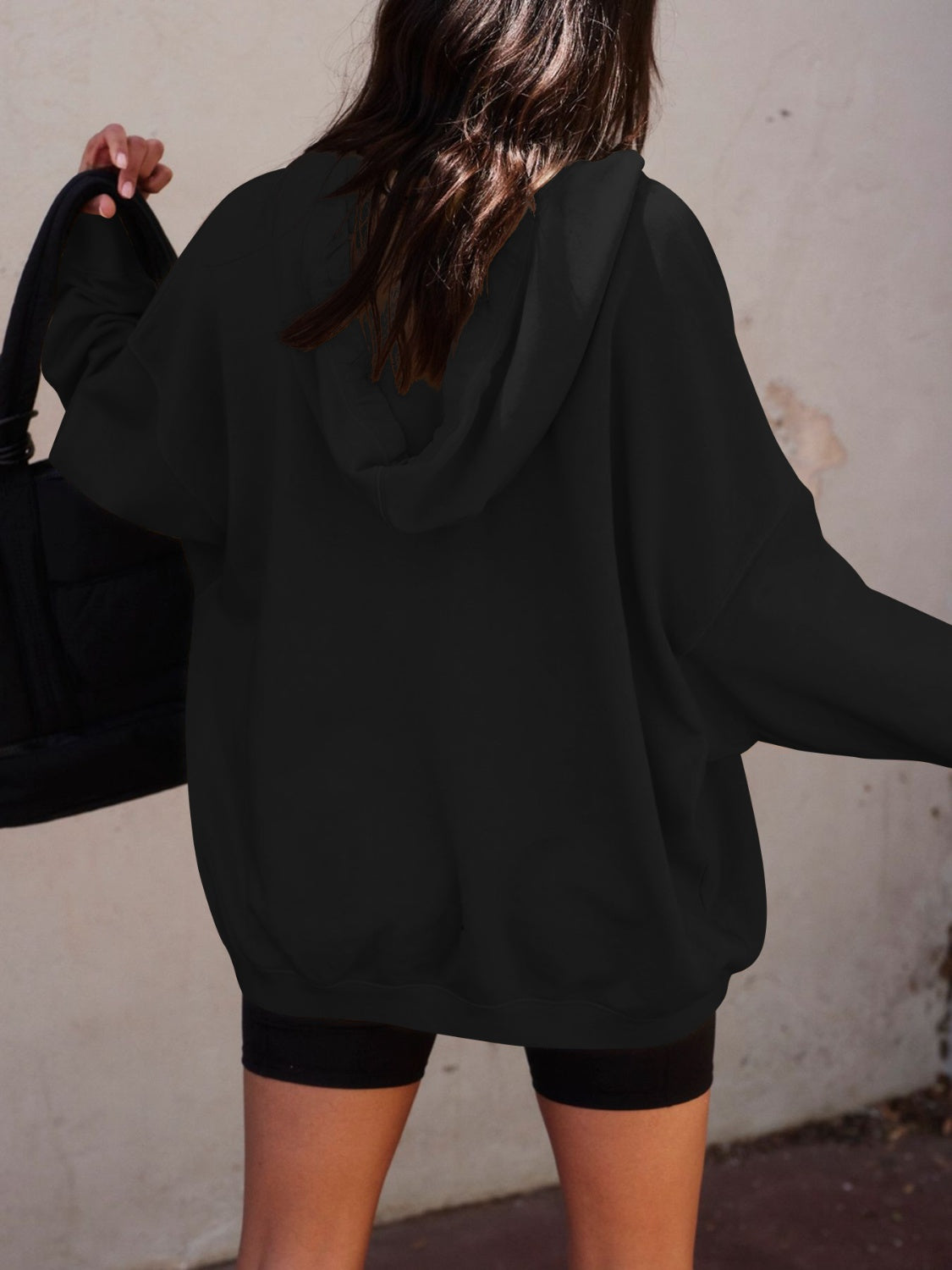 we87 Oversized V Neck Basic Hoodie